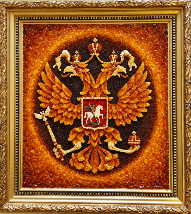 Объемная картина из янтаря "Герб Российской Федерации"